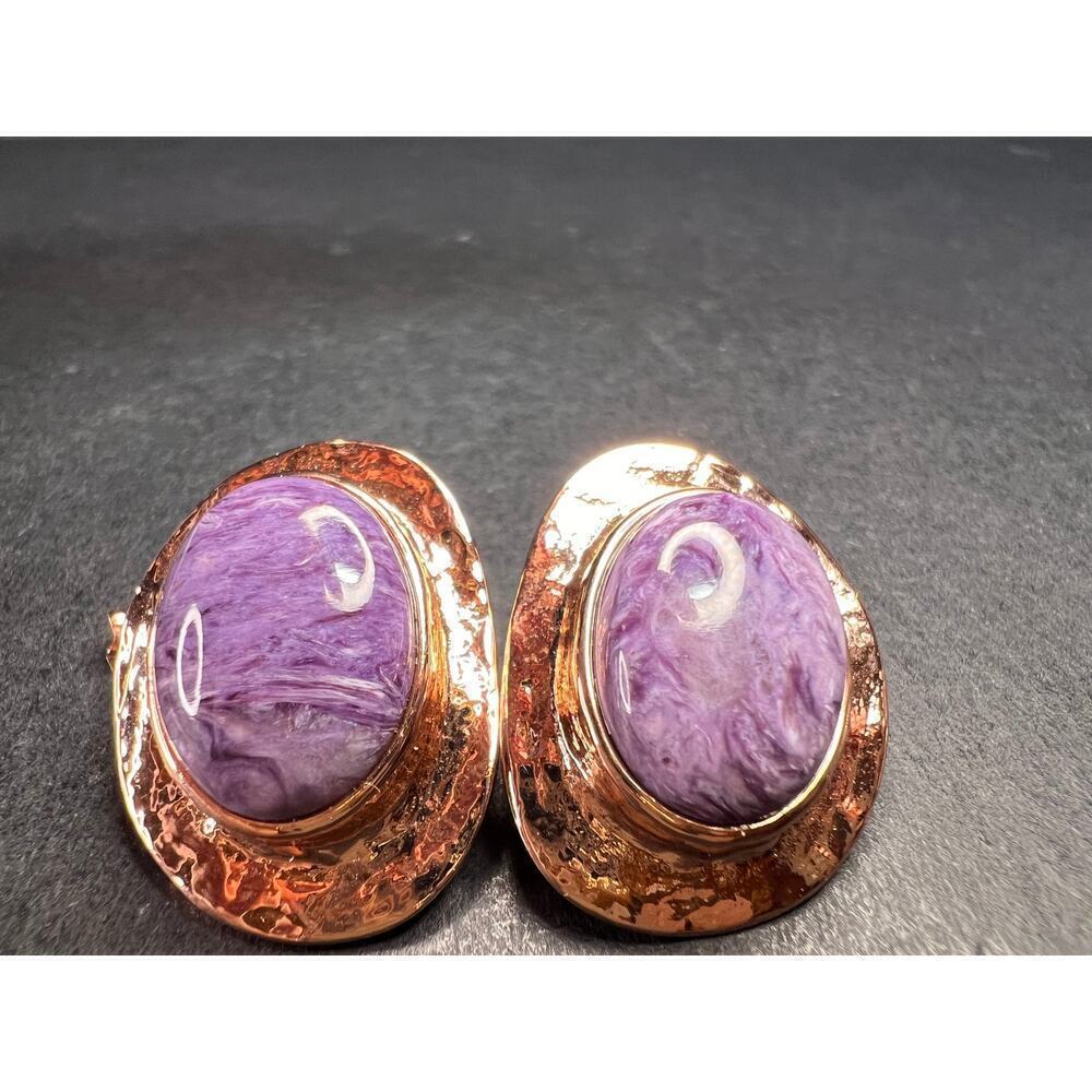 NEW Nate & Etan charoite earrings in rose gold over bronze